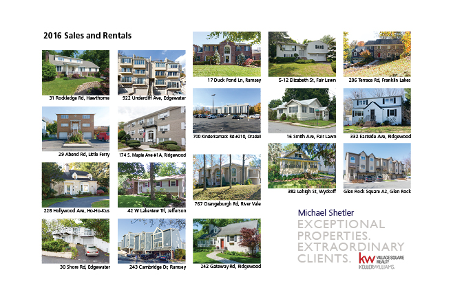 Michael Shetler's sale and rental transactions in 2016